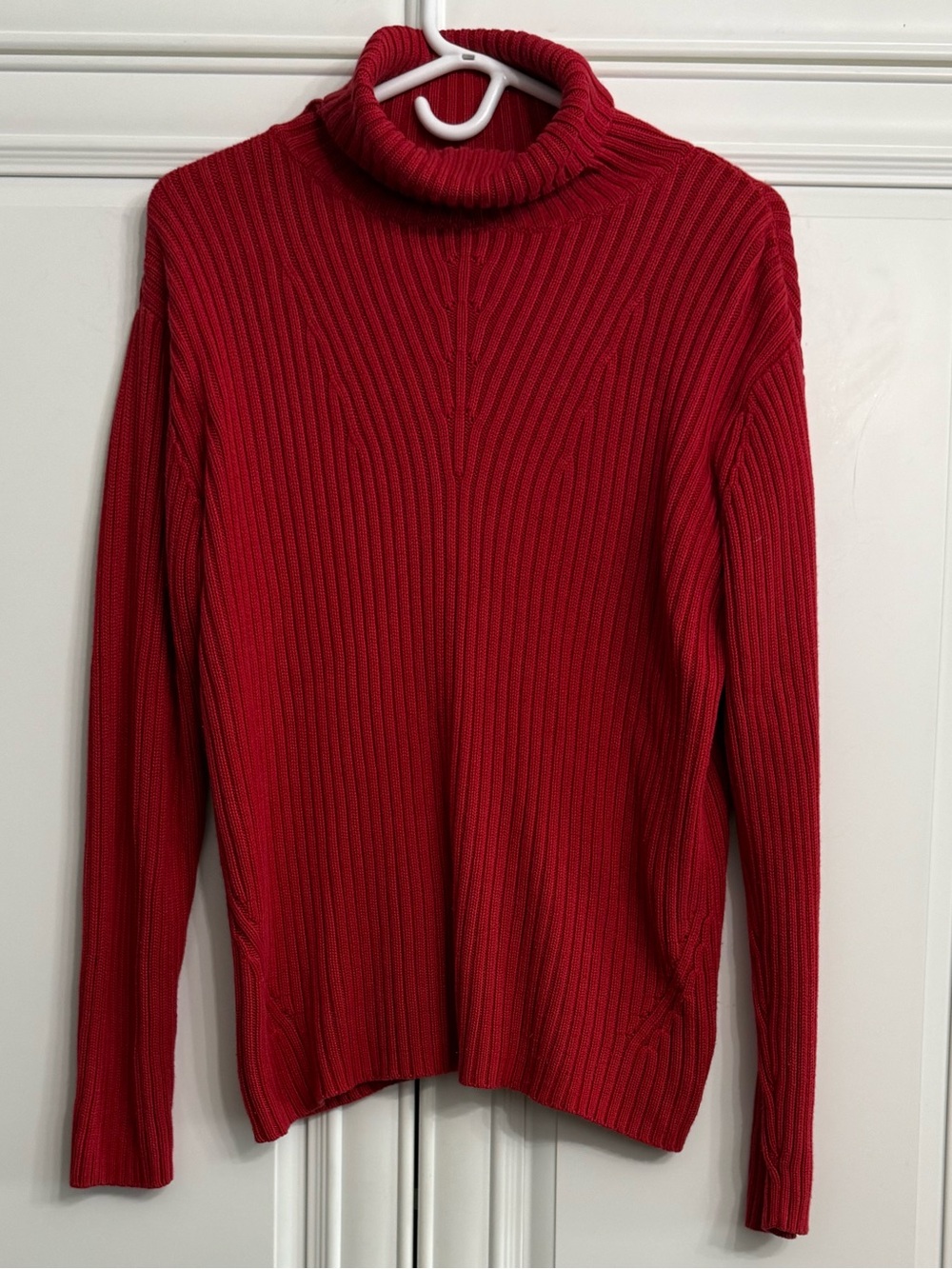 Nygard Collection Size Medium (10-12) Ribbed Red 100% Cotton Turtleneck Sweater